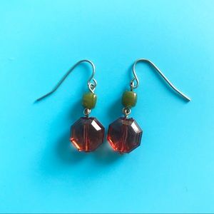 🍂Vintage Brownish Red Bead Dangle Earrings